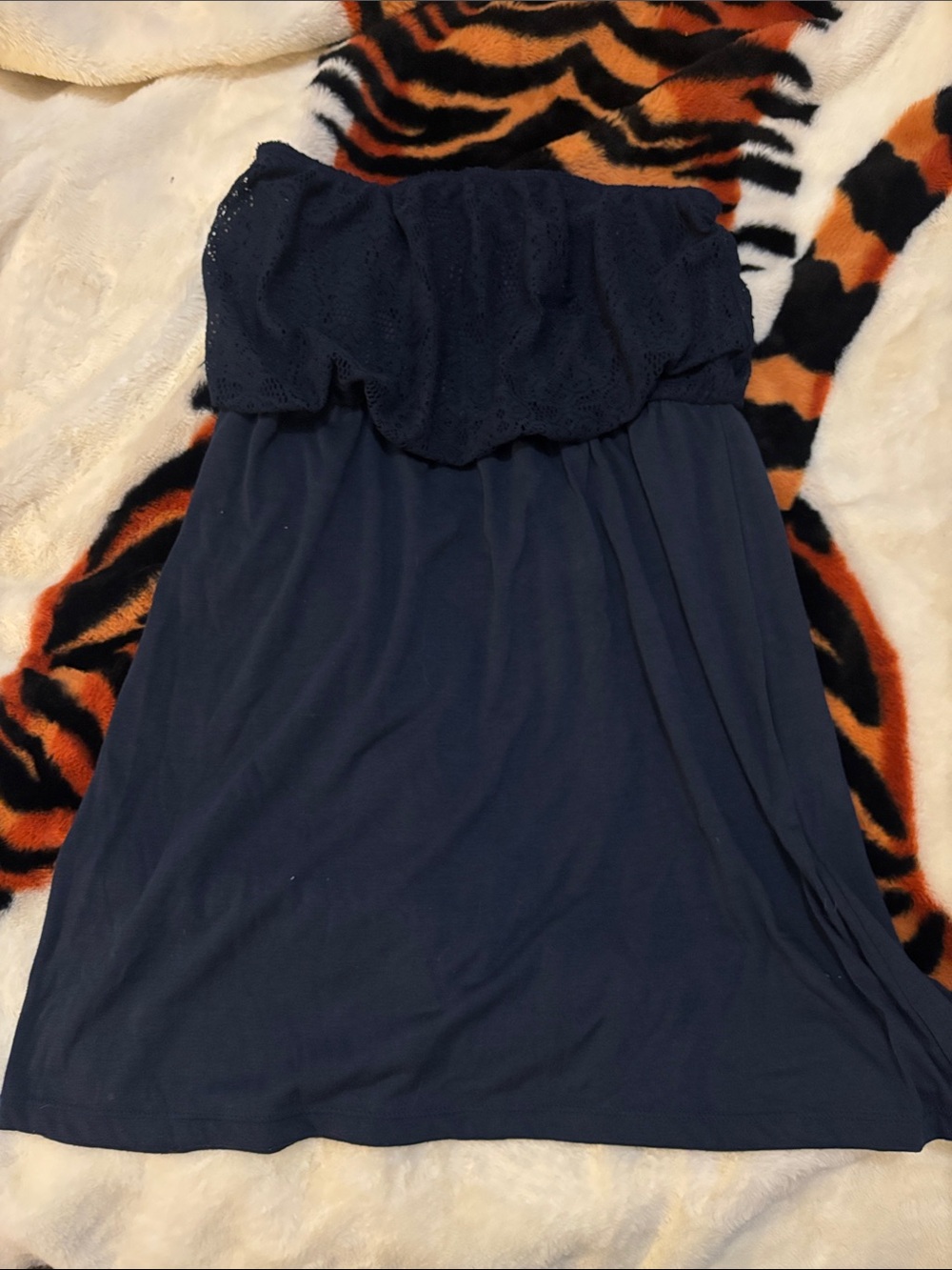 Maurices Navy Strapless Lace-Trim Bandeau Dress